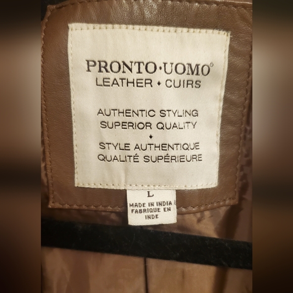 SZ L RICH WHISKEY BROWN GENUINE LEATHER BLAZER JACKET - Picture 2 of 10